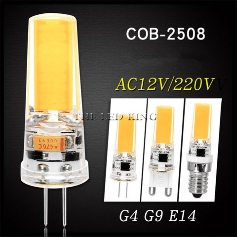 Mini lampe LED g9 12V DC/AC 12W 9W 6W 220V, Ampoule de lustre Super lumineuse G4 COB en Silicone, Ampoule G9 ► Photo 1/6