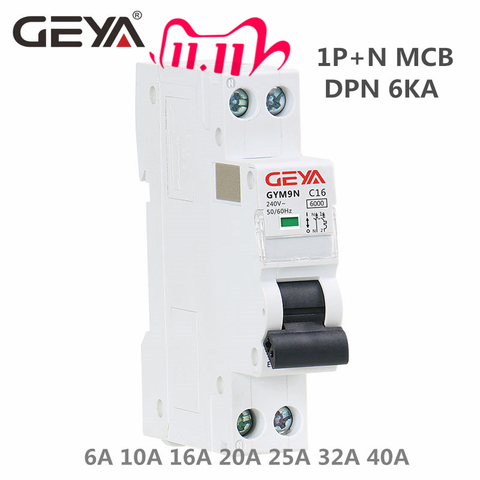 GEYA-Mini disjoncteur AC 220V, GYM9N DPN MCB 1P + N 6A 10A 16a 20A 25a 32A 40a, livraison gratuite ► Photo 1/6