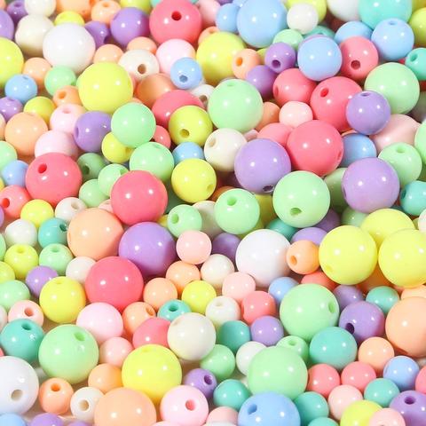 Boule ronde acrylique couleur bonbon, perles d'espacement pour la fabrication de bijoux, accessoires de bijouterie pour l'artisanat, bricolage, 4mm-12mm ► Photo 1/6