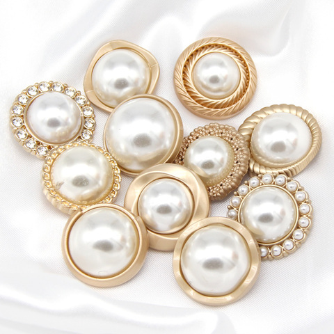 Faux perle or métal femmes manteau boutons pour vêtements Vintage pull boutons décoratifs qualité couture accessoires en gros ► Photo 1/6