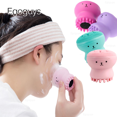 1PC pieuvre forme barboteur Silicone brosse de nettoyage exfoliant points noirs dissolvant visage nettoyage en profondeur visage lavage brosses de bain ► Photo 1/6