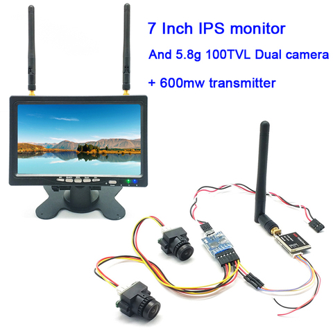 Moniteur IPS HD 5.8G 40CH 7 pouces, 1024x600, avec 3 canaux, double caméra vidéo FPV 5.8G 600mW, transmetteur vidéo pour Drone RC ► Photo 1/6