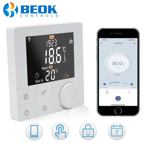 Thermostat de chauffage d'écran tactile de thermorégulateur intelligent de Beok pour le régulateur de température de Wifi de chaudière à gaz ► Photo 1/6