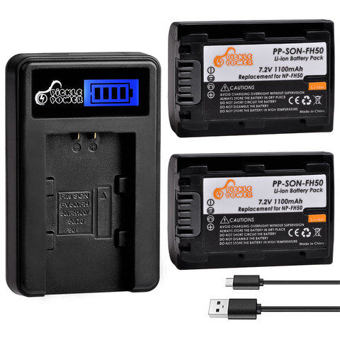 2 Pièces NP-FH50 NP-FH30 Batterie et Chargeur pour Sony HX1 HX100 HX200 A230 A290 A330 A390 CX100E CX500E CX520E HC9E SR11E SR TG3 TG5 TG7 ► Photo 1/6