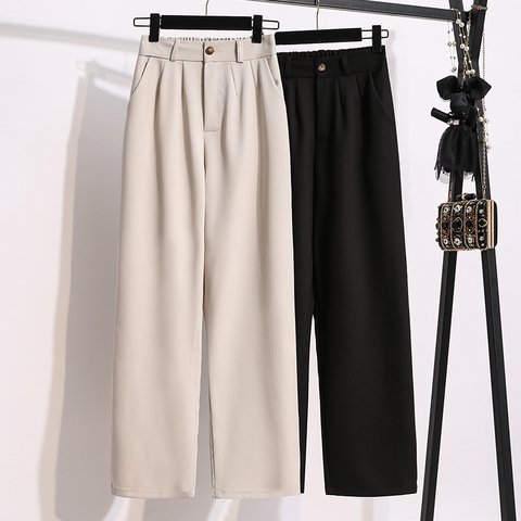 Noir Beige pantalon de costume à jambes larges femme taille haute Plus grande taille petit ami pour vêtements pour femmes 2022 pantalon surdimensionné D0250 ► Photo 1/5