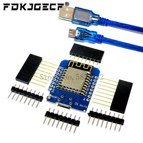 WeMos D1 Mini Module ESP8266 ESP-12 ESP-12F Mini carte de développement WiFi Micro USB 3.3V basé sur ESP-8266EX 11 avec broches ► Photo 1/5