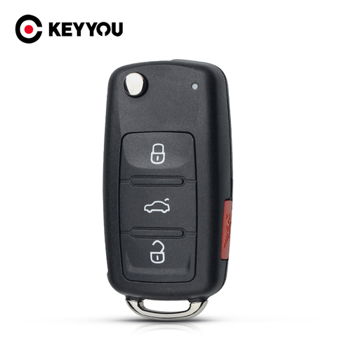 KEYYOU – coque de clé télécommande à 4 boutons, pour VW Eos Golf GTI Passat Touareg Jetta Beetle Polo Up Tiguan Touran Touareg ► Photo 1/6