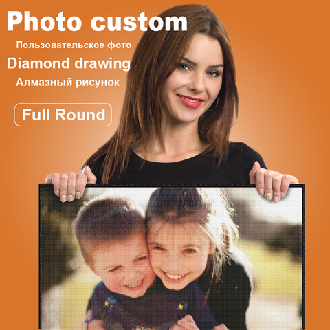 QIZITENG Photo personnalisé diamant broderie plein carré/rond cristal diamant peinture point de croix 5D diamant incrusté cadeau d'anniversaire ► Photo 1/6