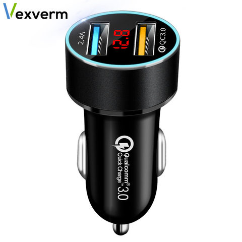 3.0A chargeur de voiture double USB 12-24V LCD affichage prise de Cigarette allume-cigare QC chargeur de voiture pour iphone 11 samsung xiaomi huawei etc. ► Photo 1/6