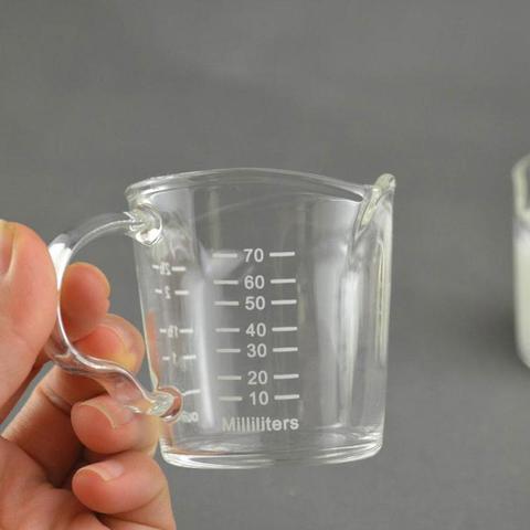 Tasse à mesurer le lait en verre résistant à la chaleur de 70ml, petite tasse à lait, Jigger de cuisine pour expresso café tasse d'once à Double bouche ► Photo 1/6