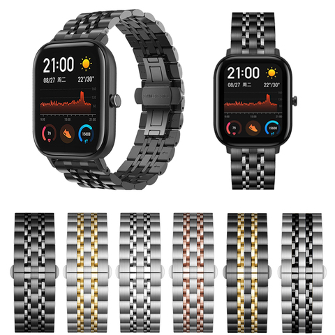 Bracelet en métal pour Huami Amazfit GTS/GTR, classique, 47mm, en acier inoxydable, pour Amazfit Bip/Strtos 3 2, 20mm, 22mm ► Photo 1/6