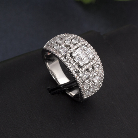Mariée parler marque de luxe bague de mariage pour les femmes zircon cubique Super qualité cadeau de noël Dubai bijoux de mariée accessoires ► Photo 1/6