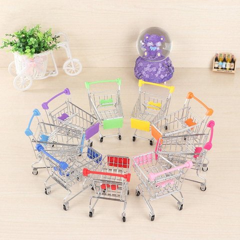 Mini panier enfants jouets Simulation supermarché chariots à main semblant jouer jouet début jouet éducatif pour enfants chambre décor ► Photo 1/6