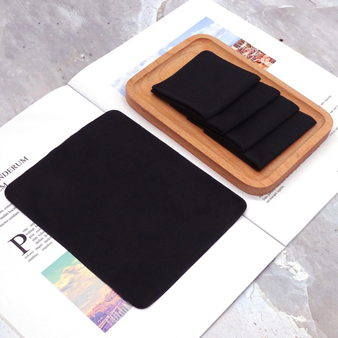 Lot de 5 lingettes en daim noires pour le nettoyage des lunettes, 14.5x17.5cm, chiffon en microfibre pour lentille, écran de téléphone ► Photo 1/2