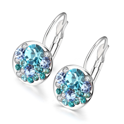 Boucles d'oreilles pendantes en cristaux de BAFFIN, couleur argent, rondes, pour femmes, Bijoux de fête, mariage, cadeau ► Photo 1/6