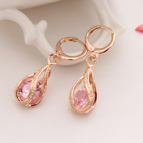 Boucles d'oreilles rondes en strass pour femmes, bijoux de luxe, couleur or, à la mode, de mariage, en cristal Zircon, cadeaux pour femmes ► Photo 1/6