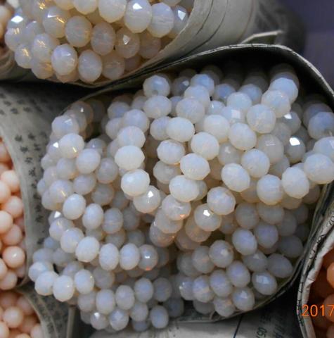 FLTMRH – perles en verre de cristal à facettes, 140 pièces, rondelles de couleur blanche 3x4mm, Non-hyaluronique, pour bijoux ► Photo 1/3