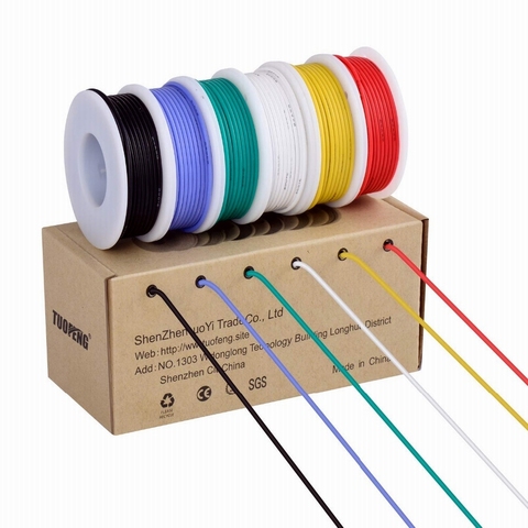 TUOFENG – Kit de fils électriques, 18awg, en Silicone Flexible de calibre 18, 600V, avec 6 bobines de 4 mètres de couleurs différentes ► Photo 1/4
