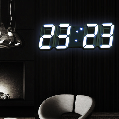 Horloge murale numérique 3D à Led, Design moderne, décor pour salon, alarme, veilleuse lumineuse de bureau ► Photo 1/6