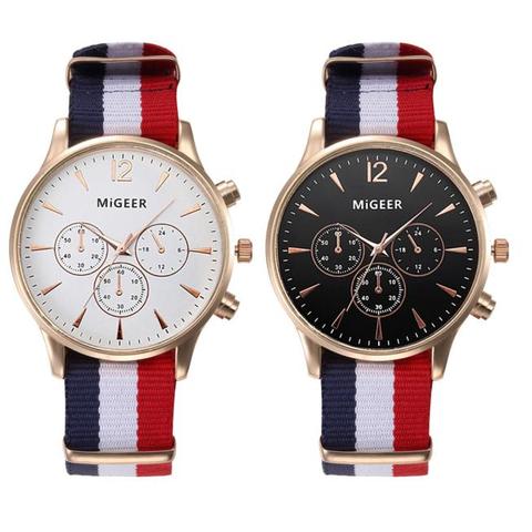 Miger-montre de poignet à Quartz pour hommes, bracelet en tissu, tendance, décontracté ► Photo 1/6