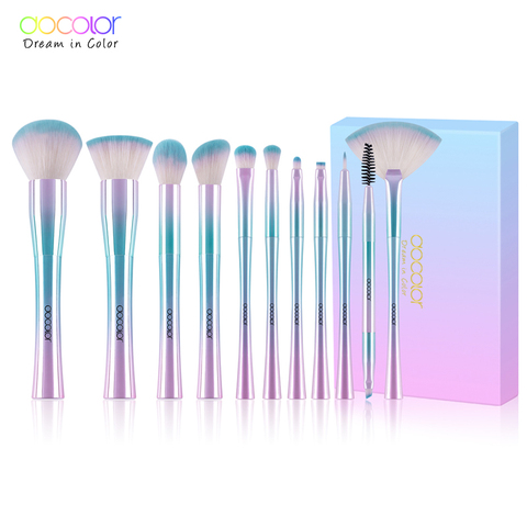 Docolor 11 pièces pinceaux de maquillage ensemble meilleur cadeau de noël poudre fond de teint fard à paupières maquillage pinceaux cosmétiques doux cheveux synthétiques ► Photo 1/6