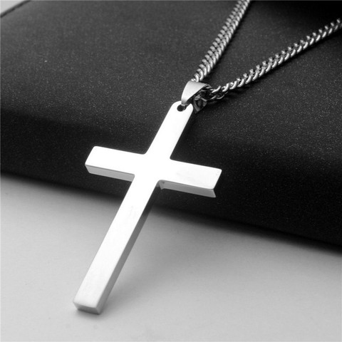 Collier Vintage en alliage de Zinc avec pendentif en croix, style Hip Hop, chaîne noire, pour hommes et femmes ► Photo 1/6