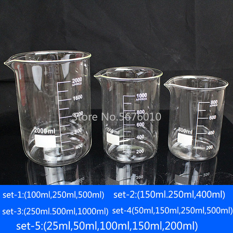 Bécher en verre Borosilicate GG-17, récipient d'expérimentation, verre de mesure, verre Borosilicate, résistant aux hautes températures, 1 ensemble ► Photo 1/6