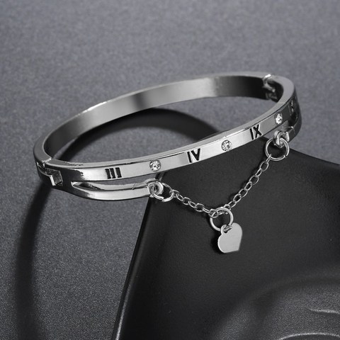 Bracelets de luxe en acier inoxydable pour femmes, bijoux de marque à breloques en forme de cœur, amour, mariage, or Rose, tendance ► Photo 1/6