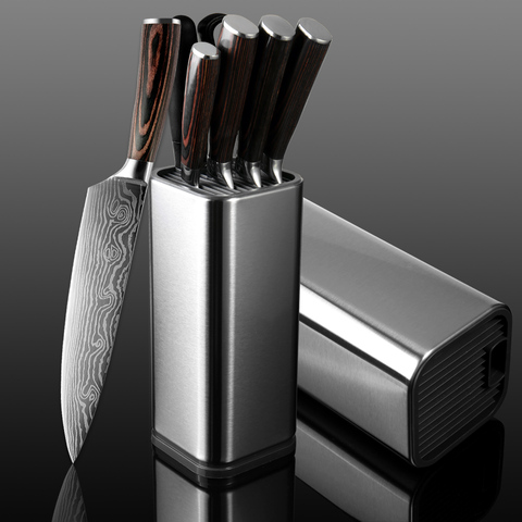 XITUO – ensemble de couteaux de Chef de cuisine en acier inoxydable, porte-couteaux Santoku utilitaires, couperet à pain, ciseaux, outils de cuisine ► Photo 1/6