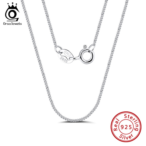 ORSA bijoux italien 925 en argent Sterling 1.0mm côté chaîne collier en argent Sterling pendentif colliers hommes femmes chaîne SC18-P ► Photo 1/6