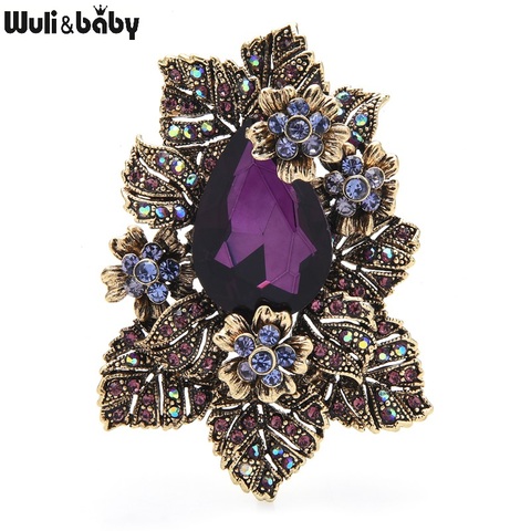 Wuli & bébé violet cristal Palace Style fleur broches pour les femmes strass fête bureau broche broches cadeaux ► Photo 1/3