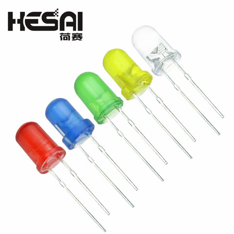 Diode LED F5 ronde ultra-lumineuse, rouge/vert/bleu/blanc/jaune, 5mm, 100 pièces ► Photo 1/1