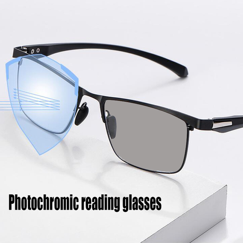 Lunettes de lecture progressives pour hommes, verres photochromiques multifocaux presbytes, monture complète Tr90 noire + 2022, 1.5, nouvelle collection 2.5 ► Photo 1/6