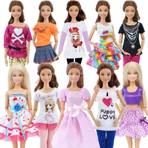 5 ensemble fait main mode tenue quotidien tenue décontracté Blouse chemise gilet bas pantalon jupe vêtements pour Barbie poupée accessoires cadeau ► Photo 1/6