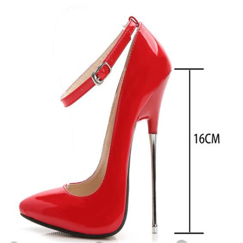 Escarpins à talons hauts en cuir pour femmes, chaussures à la mode, rouge, noir, soirée, mariage, Stiletto Sexy, talons argentés de 16cm, 44, 2022 ► Photo 1/6