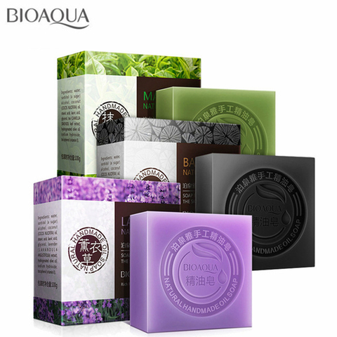 BIOAQUA – savon naturel aux huiles essentielles de plantes, fait à la main, blanchissant, hydratant, élimine l'acné, nettoie le bain, au charbon de bambou, 100g ► Photo 1/6