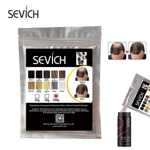 Sevich 10 couleurs cheveux fibre épaissir poudre 100g recharge sac produits de perte de cheveux fibers de renforcement des cheveux poudres ► Photo 1/6