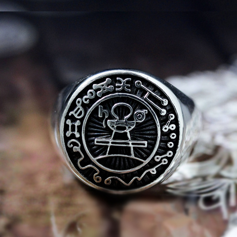 Sceau Secret de salomon, anneau avec roi, en acier inoxydable, amulette magique, bijoux ► Photo 1/5