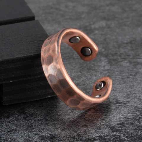 Bague réglable en cuivre hommes Vintage pur cuivre anneau magnétique santé énergie bandes de mariage ouvert manchette bagues pour hommes bijoux ► Photo 1/6