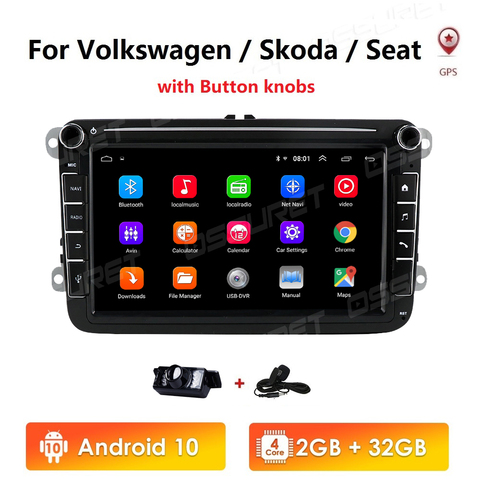 Lecteur multimédia de voiture Android 10 2Din pour VW/Volkswagen/Golf/Polo/Tiguan/Passat/b7/b6/SEAT/leon/Skoda/Octavia Radio GPS ► Photo 1/6