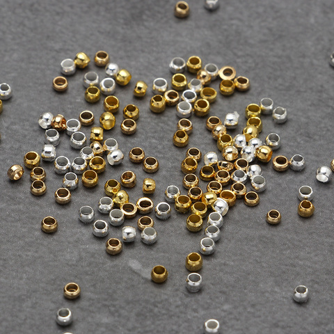 500 pièces or argent couleur boule sertissages fin perles 2-3mm bouchon entretoise composants perles pour la fabrication de bijoux résultats bricolage accessoires ► Photo 1/6