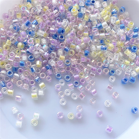 Perle en verre à doublure argentée, Miyuki, pour la fabrication de boucles d'oreilles, bracelets, artisanat, 2mm-perles Delica, couleurs illusoires ► Photo 1/6