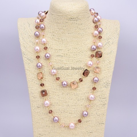 GG bijoux-collier Long 48 pouces, multicolore, coquillages de mer, perles et cristal ► Photo 1/4
