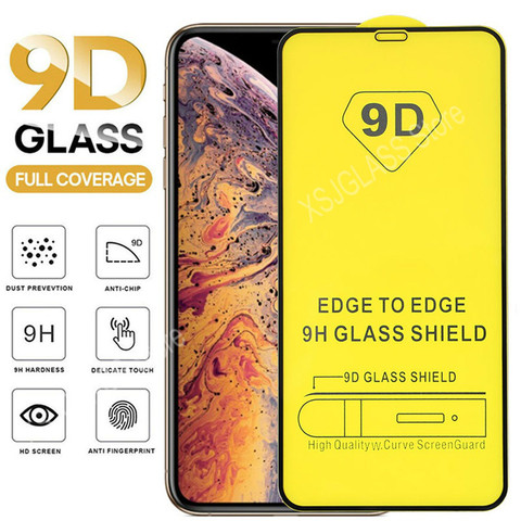 9D Trempé Verre Pour iPhone 11 12 Mini Pro Max Protecteur D'écran Pour iPhone X Xr Xs Max 6 6S 6P 7 8 Plus SE2022 Pleine Couverture En Verre ► Photo 1/6