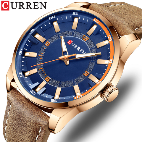 CURREN – montre-bracelet à Quartz en cuir pour hommes, horloge de marque, décontractée, étanche, colorée ► Photo 1/1