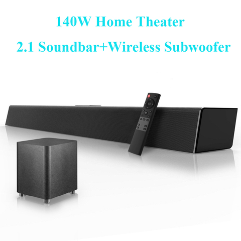 140W Home cinéma système de son 2.1 barre de son TV Bluetooth haut-parleur Support optique AUX Coaxial barre de son sans fil Subwoofer pour TV ► Photo 1/6