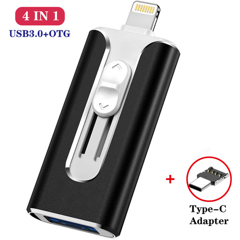 Clé Usb 4 en 1 pour iPhone 12/11/6/6s/6plus/7/7plus/8/X clé Usb/Otg/Lightning/typeC pour le stockage externe iOS appareils ► Photo 1/6