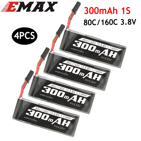 EMAX Tinyhawk – batterie Lipo S-2s, 300mah, 80c, 3.8V, GNB27, 4 pièces, prise pour FPV Rc, modèle d'avion, cadre de Drone de course ► Photo 1/5