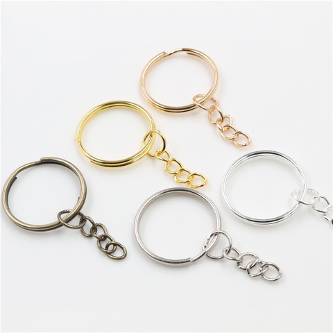 20 pcs/lot porte-clés porte-clés (taille de l'anneau 25mm) mode or Rhodium argent plaqué 50mm de Long rond porte-clés porte-clés ► Photo 1/6