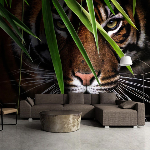 Personnalisé 3D Photo papier peint tigre affiche mur peinture salon entrée chambre fond mur Art Animal Mural revêtement Mural ► Photo 1/6